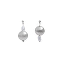 Elegant Silver Alloy Irregular Geometric Round Ball And Baroque Pearl Asymmetric Drop Stud Earrings view 5