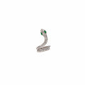 Luxury Rhinestone Snake Ear Cuff Studs With Green Crystal Eyes, Silver Alloy Wrap Cartilage Clip Earrings view 5
