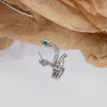 Luxury Rhinestone Snake Ear Cuff Studs With Green Crystal Eyes, Silver Alloy Wrap Cartilage Clip Earrings view 4
