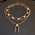 Metal Geometric Line Pendant Chain Jewelry Set, European American Punk Minimalist Necklace view 4