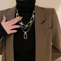 Metal Geometric Line Pendant Chain Jewelry Set, European American Punk Minimalist Necklace view 3
