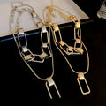 Metal Geometric Line Pendant Chain Jewelry Set, European American Punk Minimalist Necklace view 2