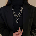 Metal Geometric Line Pendant Chain Jewelry Set, European American Punk Minimalist Necklace view 1