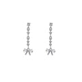 Elegant Korean Luxury Bowknot Rhinestone Micro Paved Long Tassel Silver Needle Stud Drop Earrings view 5