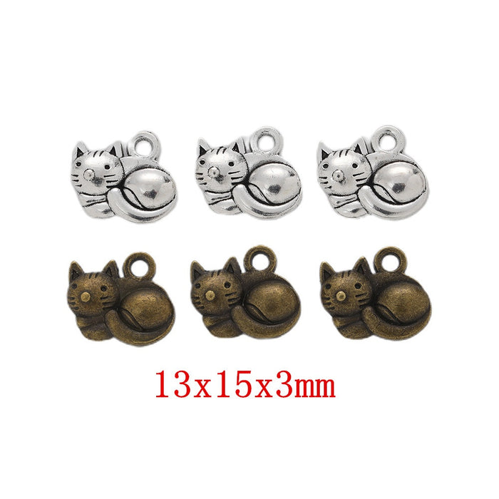Vintage DIY Jewelry Accessory Zinc Alloy Cat Pendant Charm For Necklace Making