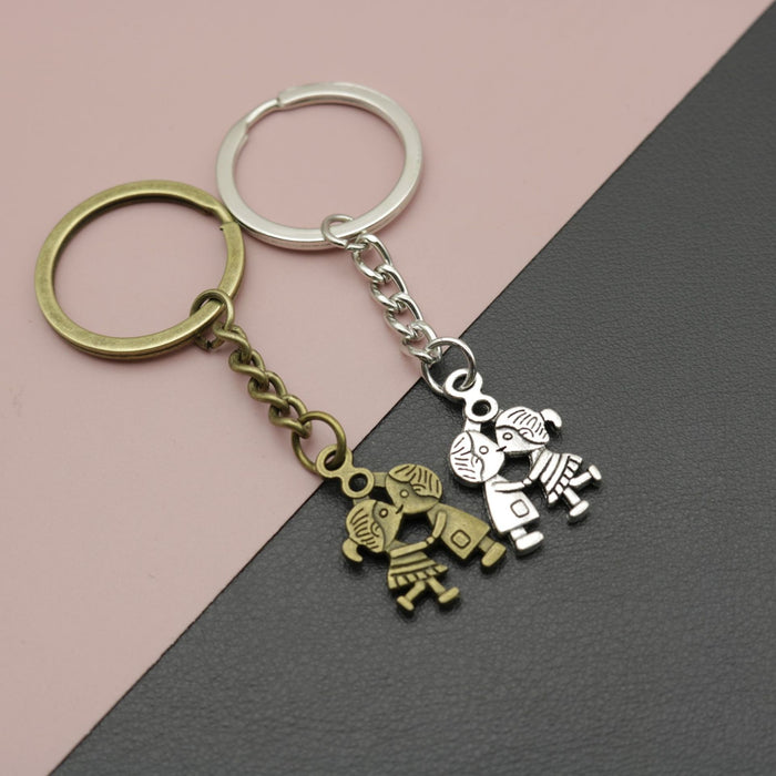Zinc Alloy Kissing Couple Keychain For Bag Charm Gift