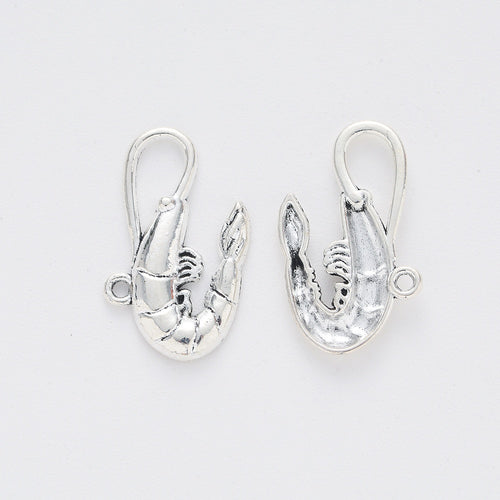 Zinc Alloy Shrimp Charm Pendant for DIY Necklace Bracelet Jewelry Making