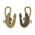 Zinc Alloy Shrimp Charm Pendant for DIY Necklace Bracelet Jewelry Making view 3