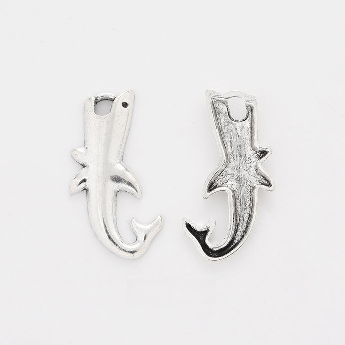 Antique Silver Zinc Alloy Shark Charm Pendant for DIY Necklace Bracelet Jewelry Making