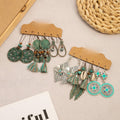Bohemian Ethnic Alloy Enamel Round Hollow Sunflower Shell Feather Tassel Drop Hook Earrings view 1