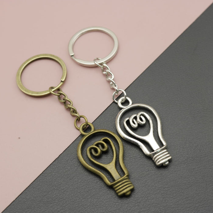 Zinc Alloy Simple Light Bulb Keychain Bag Charm Gift