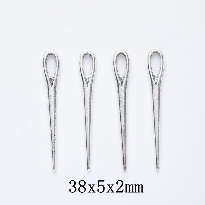 Antique Silver Zinc Alloy Needle Charm Pendant for DIY Necklace Bracelet Jewelry Making