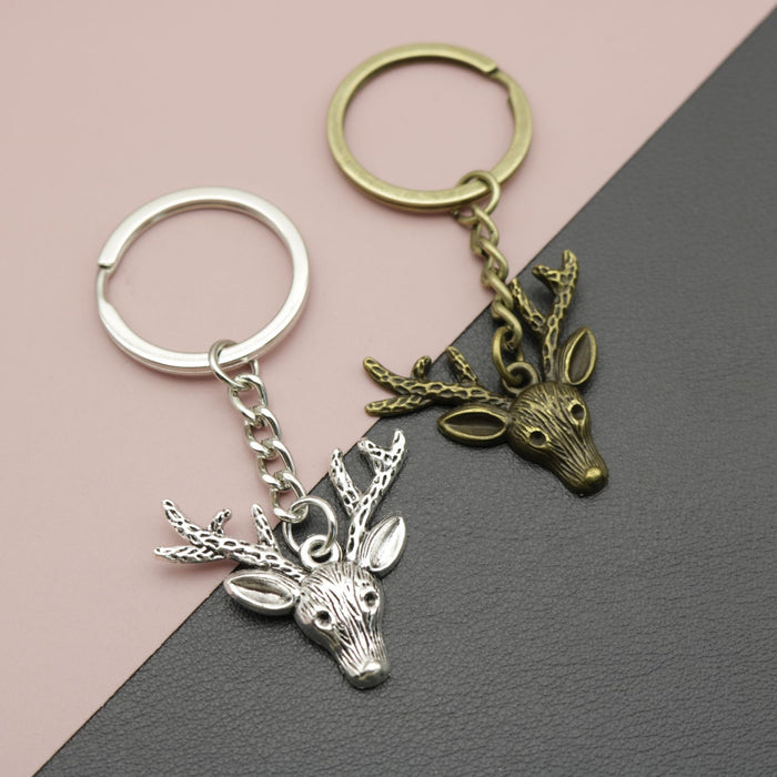 Zinc Alloy Deer Head Keychain Bag Charm – Antique Copper