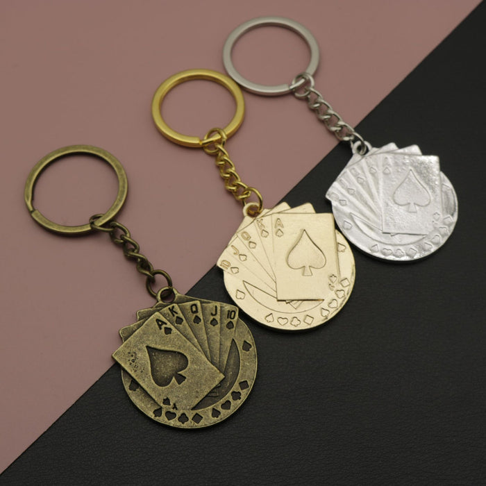 Zinc Alloy Playing Card Keychain For Bag Charm Gift