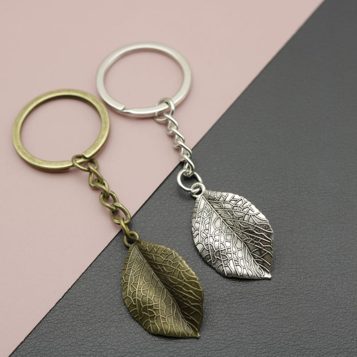 Zinc Alloy Simple Leaf Keychain For Bag Charm Gift