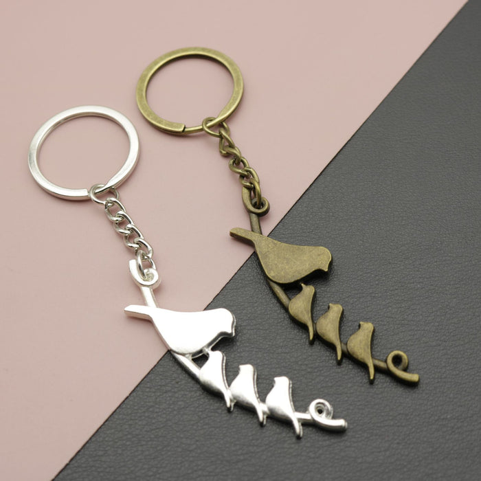 Metal Parent And Child Bird Keychain Gift