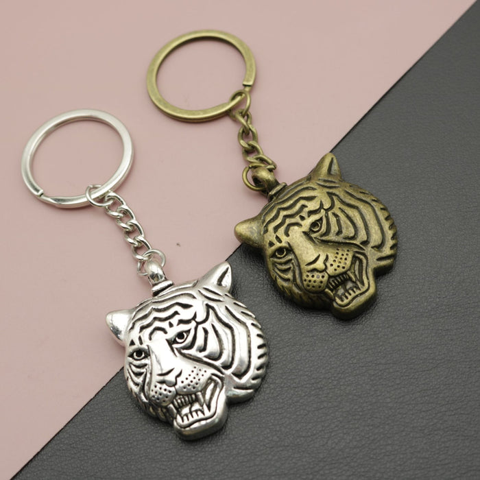Metal Tiger Head Keychain For Bag Charm Gift
