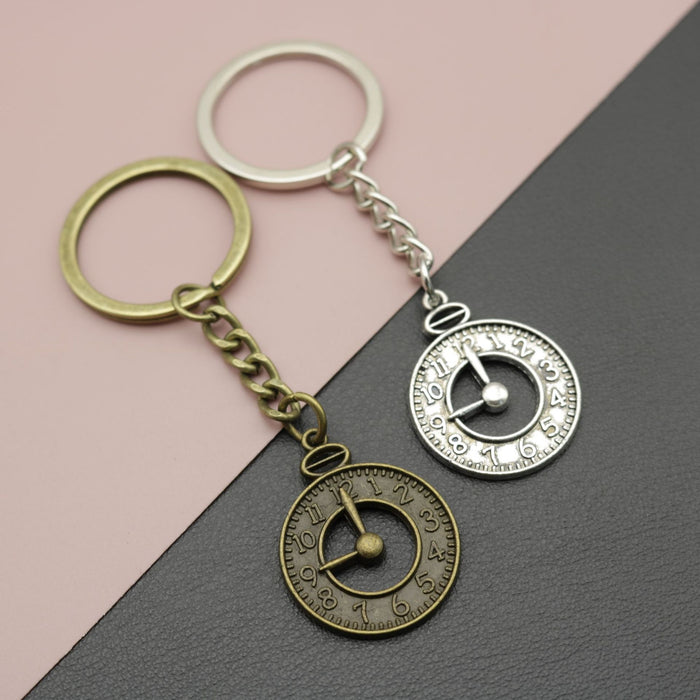 Zinc Alloy Simple Clock Keychain For Bag Charm Gift
