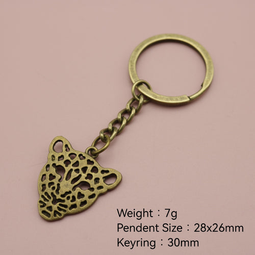 Zinc Alloy Leopard Head Keychain Bag Charm Gift