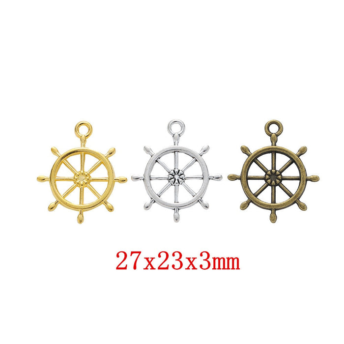 Zinc Alloy Ship Wheel Charm Pendant No.308751 for DIY Necklace Bracelet Jewelry Making