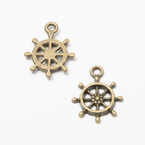 Zinc Alloy Ship Wheel Charm Pendant No.500062 for DIY Necklace Bracelet Jewelry Making