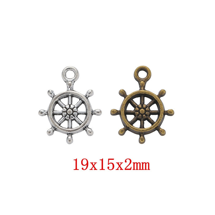 Zinc Alloy Ship Wheel Charm Pendant No.500062 for DIY Necklace Bracelet Jewelry Making