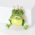 Green Enamel Alloy Crown Frog Brooch For Animal Fashion Accessories view 5