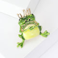 Green Enamel Alloy Crown Frog Brooch For Animal Fashion Accessories view 4
