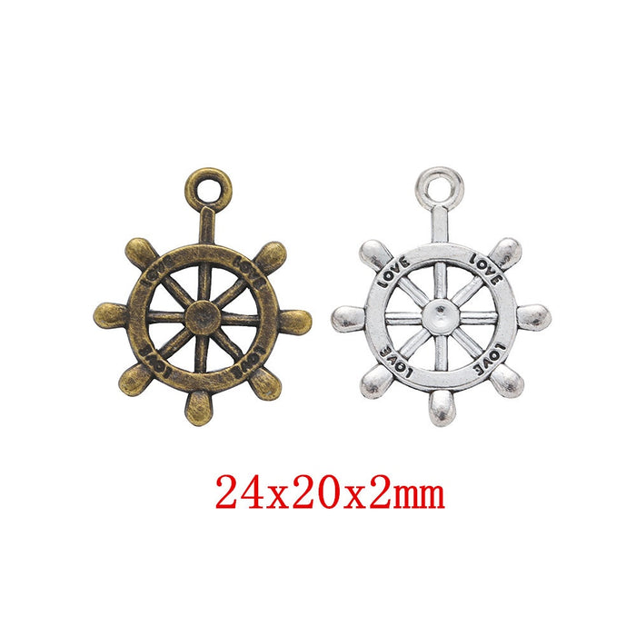 Zinc Alloy Ship Wheel Charm Pendant No.457975 for DIY Necklace Bracelet Jewelry Making