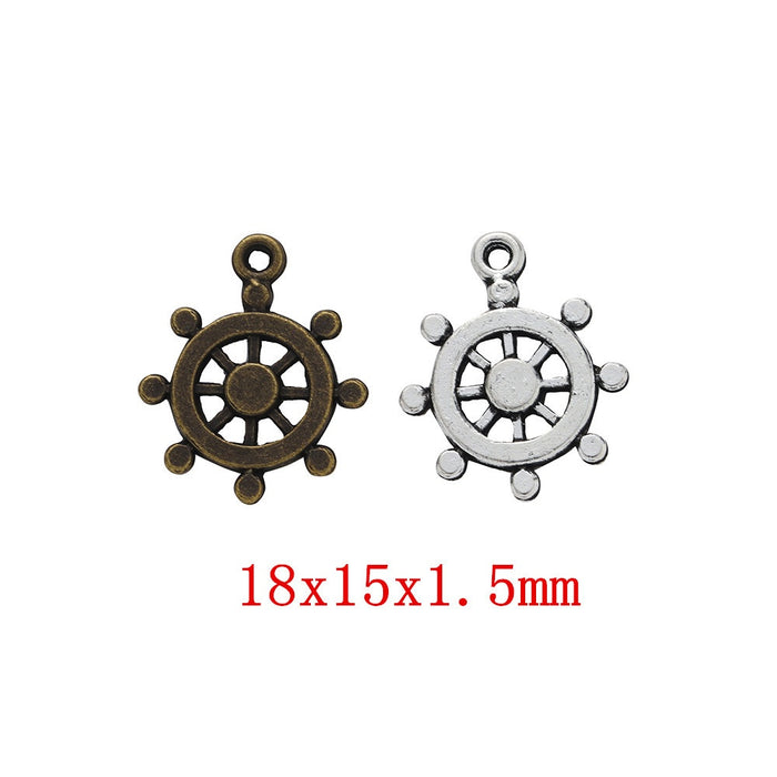 Zinc Alloy Ship Wheel Charm Pendant for DIY Necklace Bracelet Jewelry Making