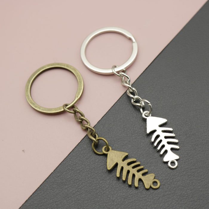 Zinc Alloy Fish Bone Keychain Minimalist Key Ring Gift