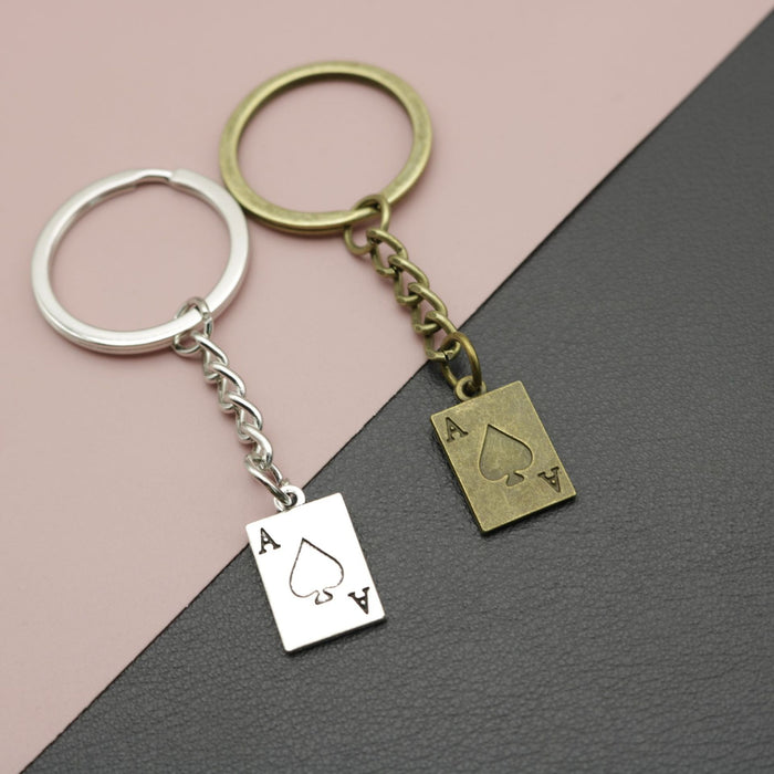 Zinc Alloy Simple Poker Card Keychain Bag Charm Gift Accessory