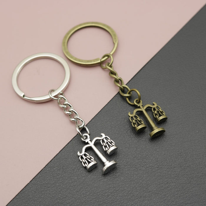 Metal Libra Scale Zodiac Keychain Bag Charm Gift