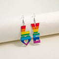 European American Romantic Acrylic Heart LOVE Rainbow Drop Earrings Creative Valentine Ear Hooks view 4
