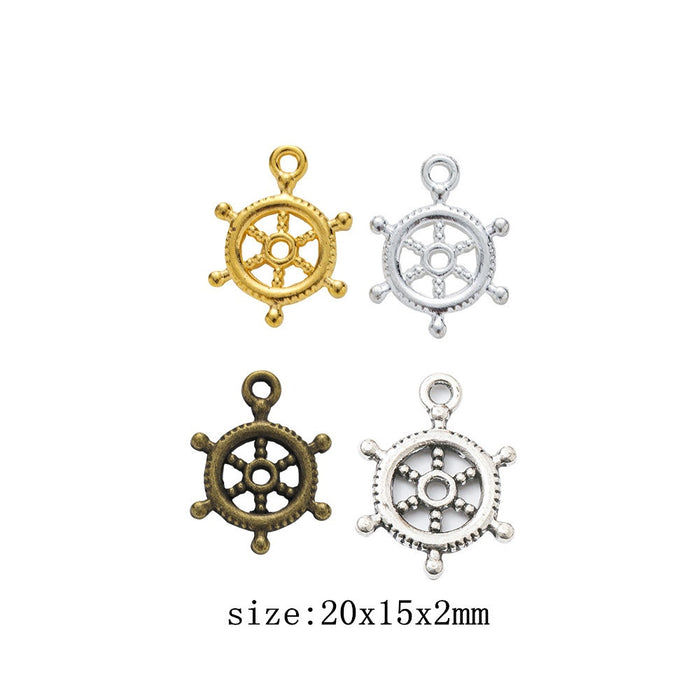 Zinc Alloy Ship Wheel Charm Pendant No.198373 for DIY Necklace Bracelet Jewelry Making