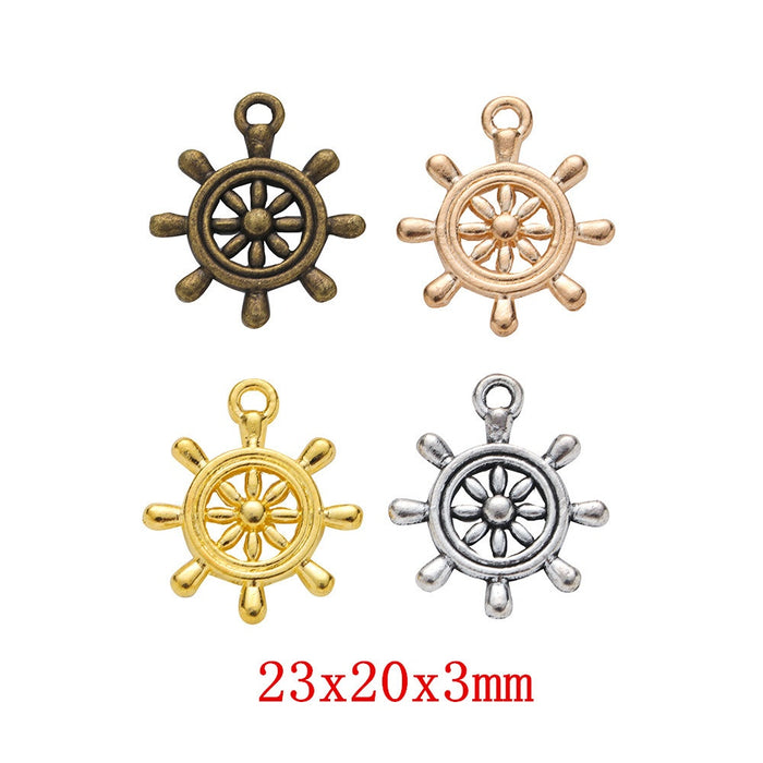 Zinc Alloy Ship Wheel Charm Pendant No.454230 for DIY Necklace Bracelet Jewelry Making