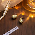 Luxury Gold Alloy Irregular Conch Shell Drop Studs, Geometric Wrinkled Waterdrop Statement Earrings view 4