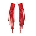 Chic Irregular Geometric Copper Long Tassel Drop Earrings With Sparkling Silver Pins view 5