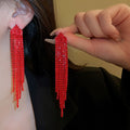 Chic Irregular Geometric Copper Long Tassel Drop Earrings With Sparkling Silver Pins view 4