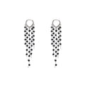 Elegant Luxury Black And Clear Crystal Tassel Hoop Clip On Long Geometric Alloy Dangle Earrings view 5