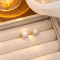 Vintage Hepburn Style Square Textured Alloy Studs With Black White Faux Pearl Geometric Luxury Earrings view 2