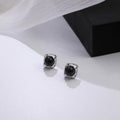 Vintage Hepburn Style Square Textured Alloy Studs With Black White Faux Pearl Geometric Luxury Earrings view 3