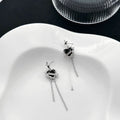 Cool Black Enamel Heart And Shooting Star Rhinestone Alloy Long Tassel Chain Drop Stud Earrings view 4