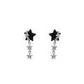 Elegant Women's 925 Silver Needle Micro Pave Zircon Five Point Star Velvet Tassel Drop Earrings view 5