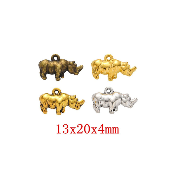 Zinc Alloy Rhinoceros Charm Pendant No.949273 for DIY Necklace Bracelet Jewelry Making