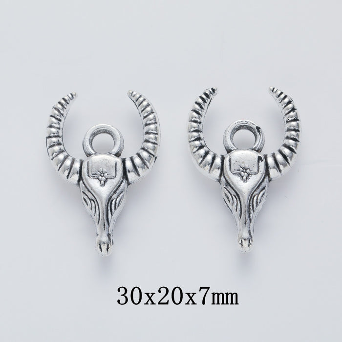 Antique Silver Zinc Alloy Bull Head Charm Pendant for DIY Necklace Bracelet Jewelry Making