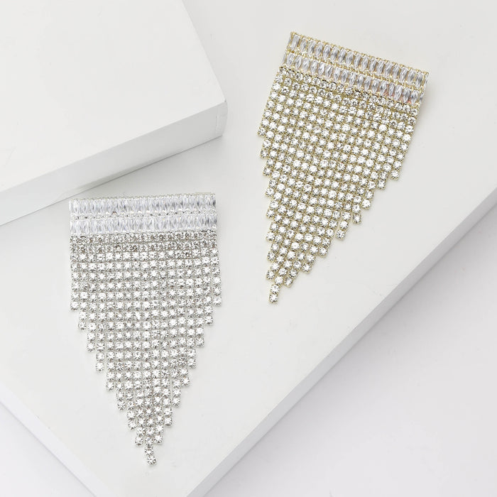Alloy Rhinestone Tassel Brooch Pin For Women Clothing Decoration