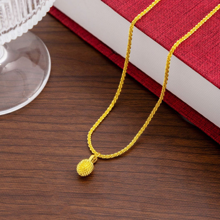 Vietnam Sand Gold Durian Pendant Necklace, Niche Geometric Oval Fashion Gift Necklace For Women