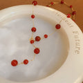 Real Gold Plated Faux Agate Red Beaded Necklace, Vintage Minimalist Geometric Collarbone Chain view 2