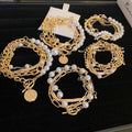 Metal OT Clasp Irregular Geometric Bracelet Jewelry Set, Minimalist Vintage Style view 1